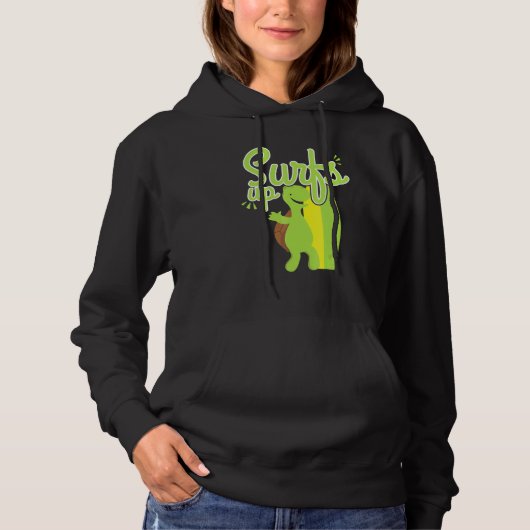 Cool Surft up Turtle Surfond Ocean Natuur Hoodie (Voorkant)