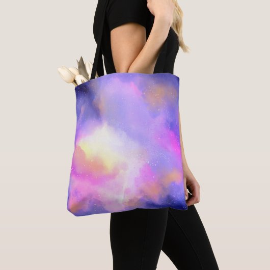 Cool Surreal Clouds Waterverf Design Tote Bag (Dichtbij)