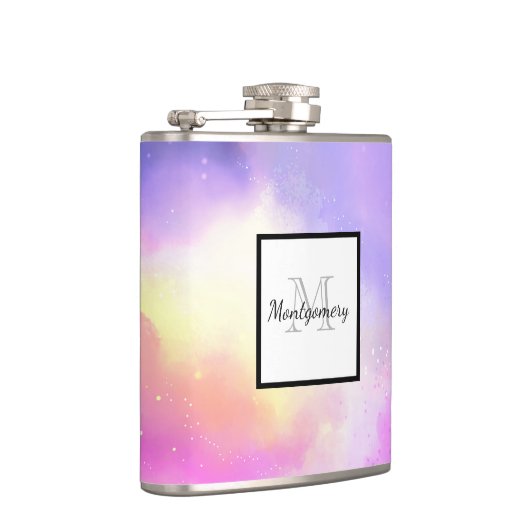 Cool Surreal Space Clouds Waterverf Design Heupfles (Rechts)