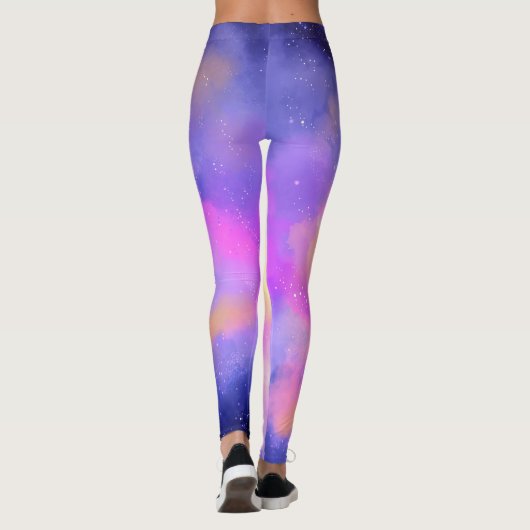 Cool Surreal Space Clouds Waterverf Design Leggings (Achterkant)