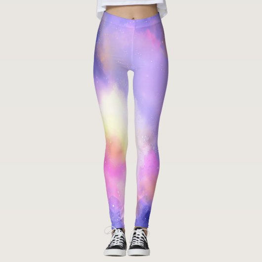 Cool Surreal Space Clouds Waterverf Design Leggings (Voorkant)