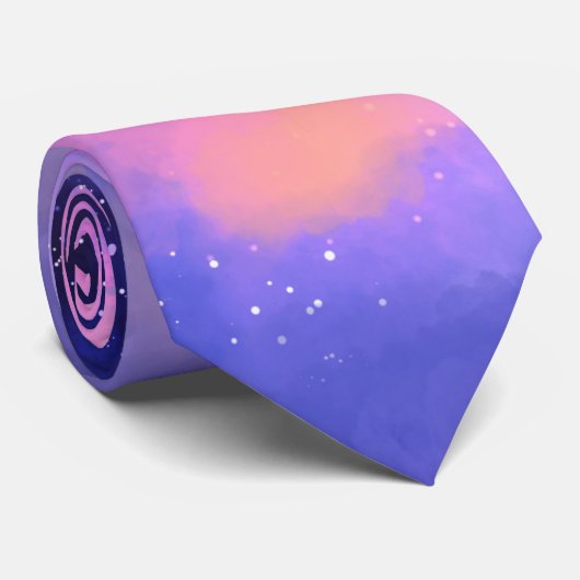 Cool Surreal Space Clouds Waterverf Design Stropdas (Opgerold)