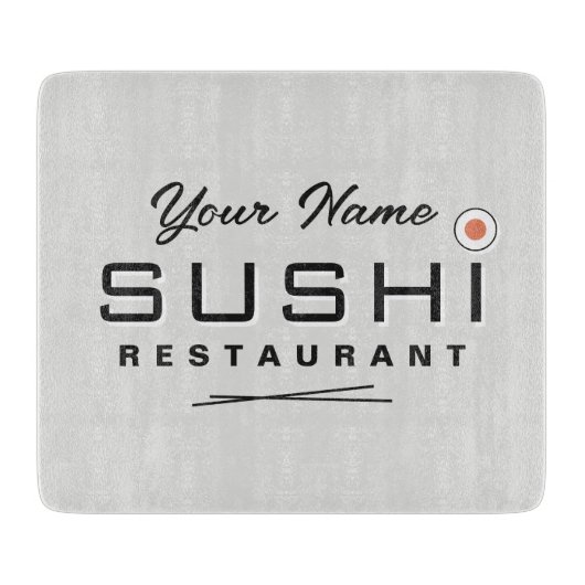 Cool sushi restaurant logo glazen snijplank (Voorkant)