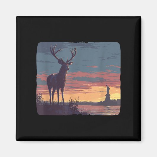 Cool Symbolic Deer With Statue Of Liberty Costume  Magneet (Voorkant)