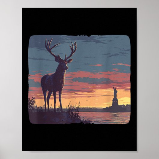 Cool Symbolic Deer With Statue Of Liberty Costume  Poster (Voorkant)