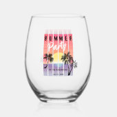 Cool Synthwave Zomerfeest Wijnglas Zonder Voet (Voorkant)