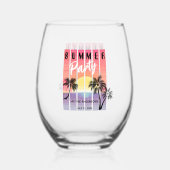 Cool Synthwave Zomerfeest Wijnglas Zonder Voet (Achterkant)