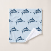 Cool Szwaardvis Blue Illustrated Pattern Bad Handdoek (Wasdoekje)