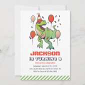 Cool T-Rex Dinosaur Kids Birthday Party Kaart (Voorkant)