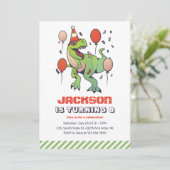 Cool T-Rex Dinosaur Kids Birthday Party Kaart (Staand voorkant)