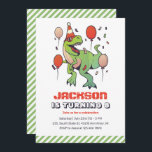Cool T-Rex Dinosaur Kids Birthday Party Kaart<br><div class="desc">Kute design voor kinderen,  jongens of meisjes die van dinosaurus,  dino-cartoon,  T-rex en andere dinosaurussoorten houden. Ideaal voor Jurassic-themagefeestje. U kunt de formulering aanpassen aan andere gelegenheden.</div>