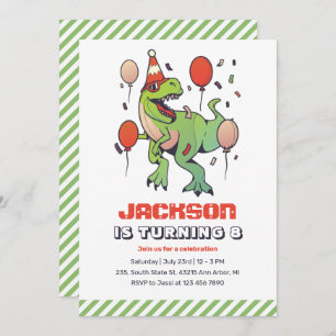 Cool T-Rex Dinosaur Kids Birthday Party Kaart