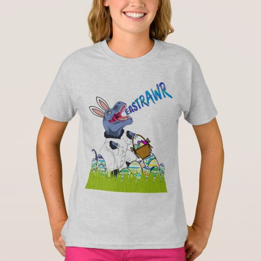 Cool T Rex Easter Basket Dinosaur Kinder Shirt Gif (Voorkant)