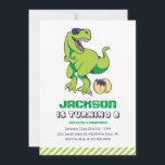 Cool T-Rex Green Dinosaur Kids Birthday Party Kaart<br><div class="desc">Kute design voor kinderen,  jongens of meisjes die van dinosaurus,  dino-cartoon,  T-rex en andere dinosaurussoorten houden. Ideaal voor Jurassic-themagefeestje. U kunt de formulering aanpassen aan andere gelegenheden.</div>