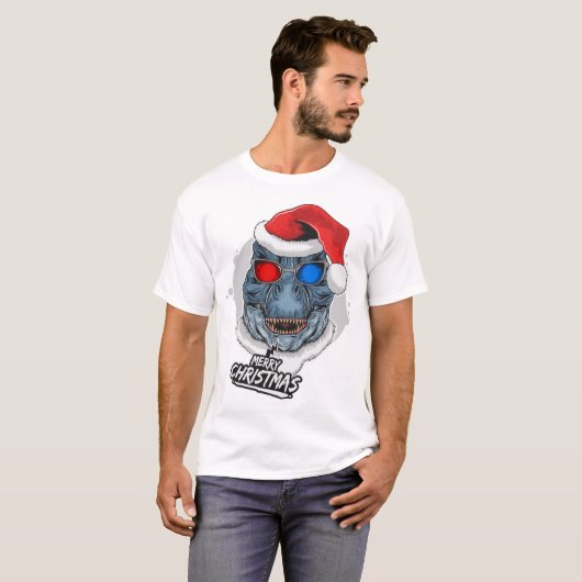 Cool T-Rex Kerstmis T-shirt (Voorkant volledig)