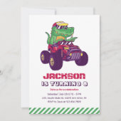 Cool T-Rex Monster Truck Dinosaur Kids Birthday Kaart (Voorkant)