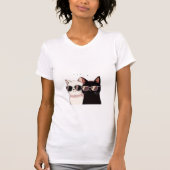 Cool T-shirt met dubbele kattenzonnebril (Voorkant)