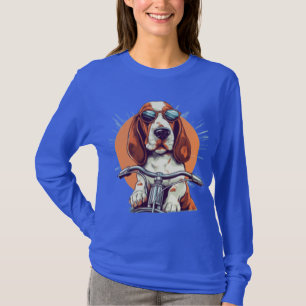 Cool T-shirt met een cartoon-basset die op een mot