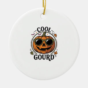 Cool T-shirt met pompoen Vintage gegraveerde Hallo Keramisch Ornament