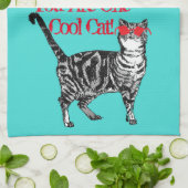 Cool Tabby Cat Sunglazen Aqua Kitchen Tea Towel Theedoek (Gevouwen)