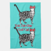 Cool Tabby Cat Sunglazen Aqua Kitchen Tea Towel Theedoek (Verticaal)