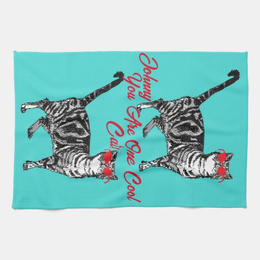Cool Tabby Cat Sunglazen Mannen Kitchen Tea Towel Theedoek (Horizontaal)