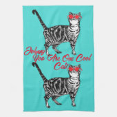 Cool Tabby Cat Sunglazen Mannen Kitchen Tea Towel Theedoek (Verticaal)