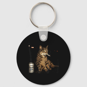 Cool Tabby Kat Roken Retro Attitude Grafisch Sleutelhanger