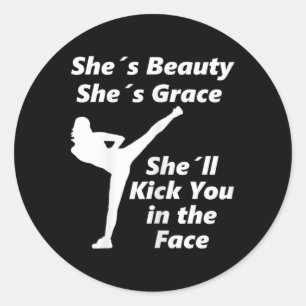 Cool Taekwondo Kickboksen Martial Arts citaat voor Ronde Sticker
