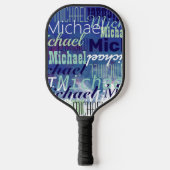 Cool Tafeltennis Spelers Naam Blue Pickleball Paddle (Voorkant)