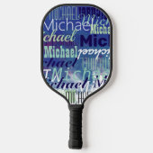 Cool Tafeltennis Spelers Naam Blue Pickleball Paddle (Achterkant)