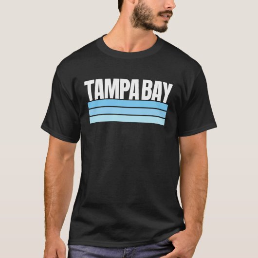 Cool Tampa Bay Blue Light Blue Retro Striped Homet T-shirt (Voorkant)