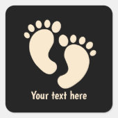 Cool tan baby feet black  vierkante sticker (Voorkant)
