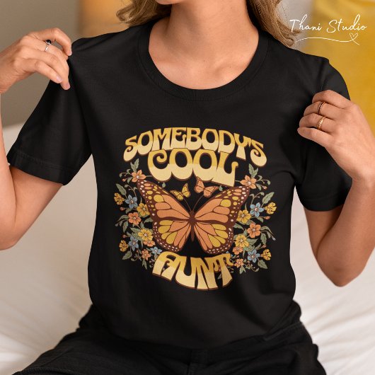Cool Tante Butterfly Wild Flower  Retro T-shirt