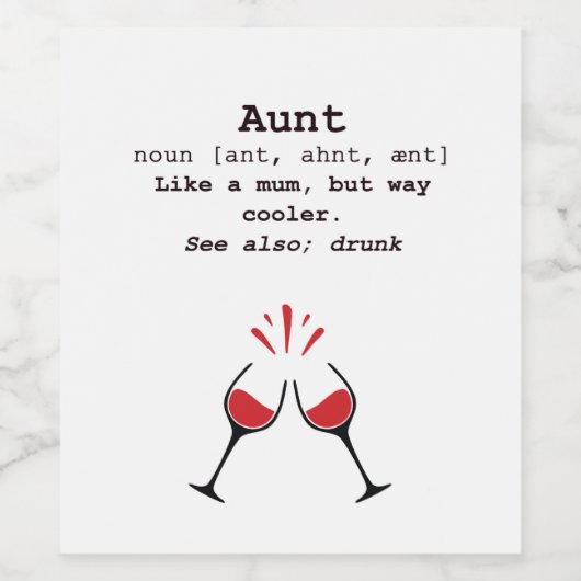 Cool tante Definition Wijn Etiket (Enkel label)