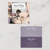 Cool tattoo girl illustratie trendy script paars vierkante visitekaartje (Voorkant / Achterkant)