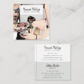 Cool tattoo meisje illustratie trendy script wit vierkante visitekaartje (Voorkant / Achterkant)