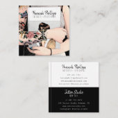 Cool tattoo meisje illustratie trendy script zwart vierkante visitekaartje (Voorkant / Achterkant)