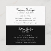 Cool tattoo meisje illustratie trendy script zwart vierkante visitekaartje (Achterkant)