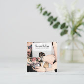 Cool tattoo meisje illustratie trendy script zwart vierkante visitekaartje (Staand voorkant)