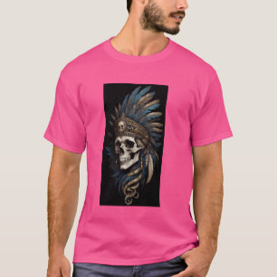 Cool Tattoo Style Gothic Skull Art Floral Art Snak T-shirt