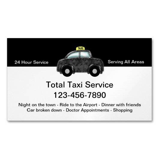 Cool Taxi Luchthaven Vervoer Magnetisch Visitekaartje (Voorkant)