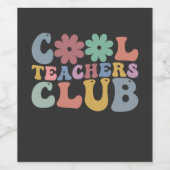 Cool Teacher Club Retro Groovy Terug naar school Wijn Etiket (Enkel label)