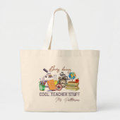 Cool Teacher Fun Modern Persoonlijke Naam Grote Tote Bag (Voorkant)