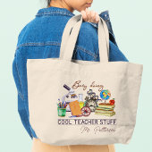 Cool Teacher Fun Modern Persoonlijke Naam Grote Tote Bag