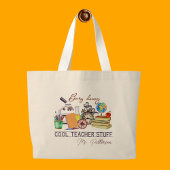 Cool Teacher Fun Modern Persoonlijke Naam Grote Tote Bag