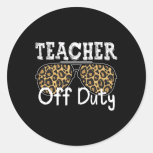 Cool Teacher Off Duty Leopard Zonnebril Terug naar Ronde Sticker