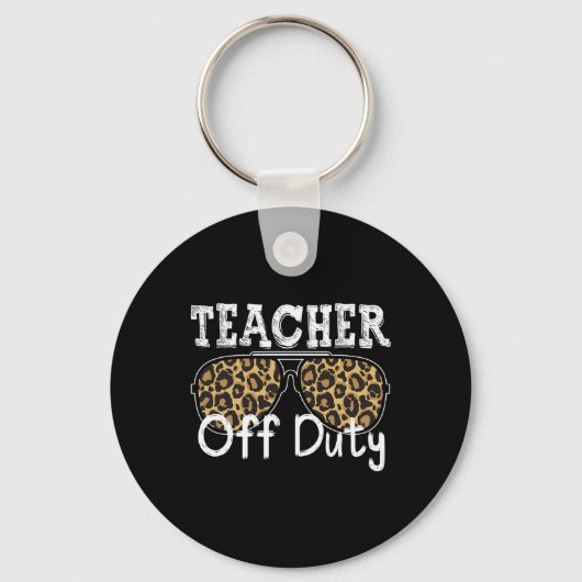Cool Teacher Off Duty Leopard Zonnebril Terug naar Sleutelhanger (Voorkant)