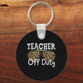 Cool Teacher Off Duty Leopard Zonnebril Terug naar Sleutelhanger (Voorkant)