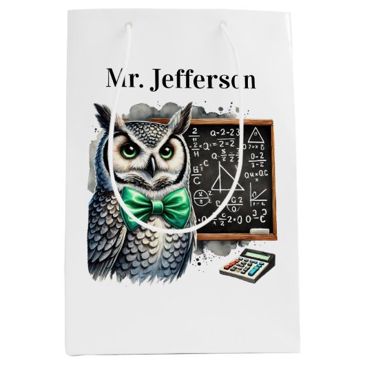 Cool Teacher owl add name Medium Cadeauzakje (Voorkant)